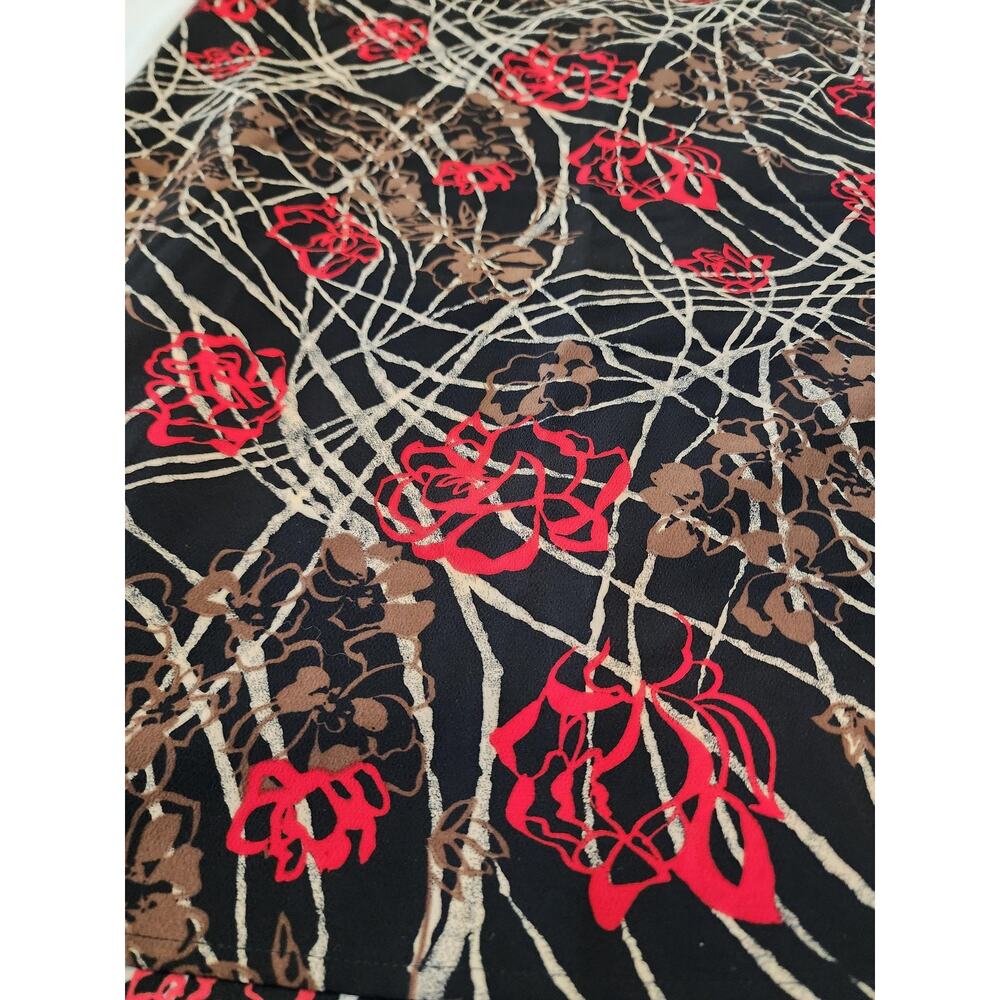 Sag Harbor Skirt Womens 14 Black Red Floral A-Line Knee Length Polyester Print - Picture 2 of 7